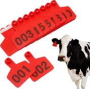 RRP £154 Set of 7 x 100Pcs Cow/Cattle Ear Tags Ear Tags for Cattle with Number 001-100 (Red)