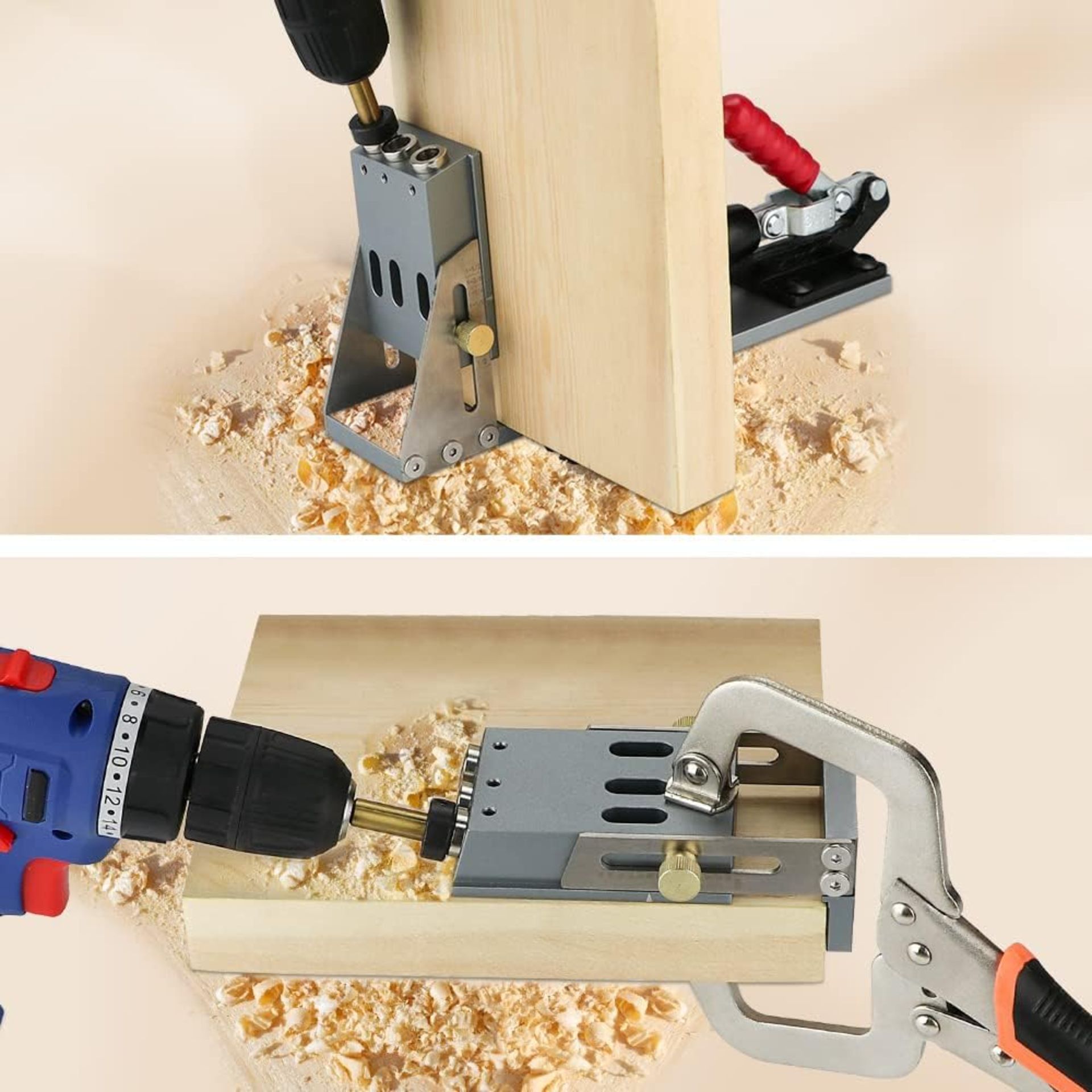 RRP £48.99 Pocket Hole Jig, Upgrade All-Metal Joinery Pocket Hole Screw Jig Drill Guide System