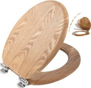RRP £42.99 Angel Shield Antibacterial Wooden Soft Close Toilet Seat with Quick Release Adjustable