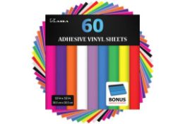 RRP £24.99 Kassa Permanent Adhesive Vinyl Sheets - Bundle of Assorted Colours - Adhesive Craft
