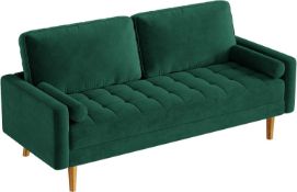 RRP £249.99 Vesgantti 3 Seater Sofa 176cm, Velvet Sofa with 2 Bolster Pillows & Wooden Legs,