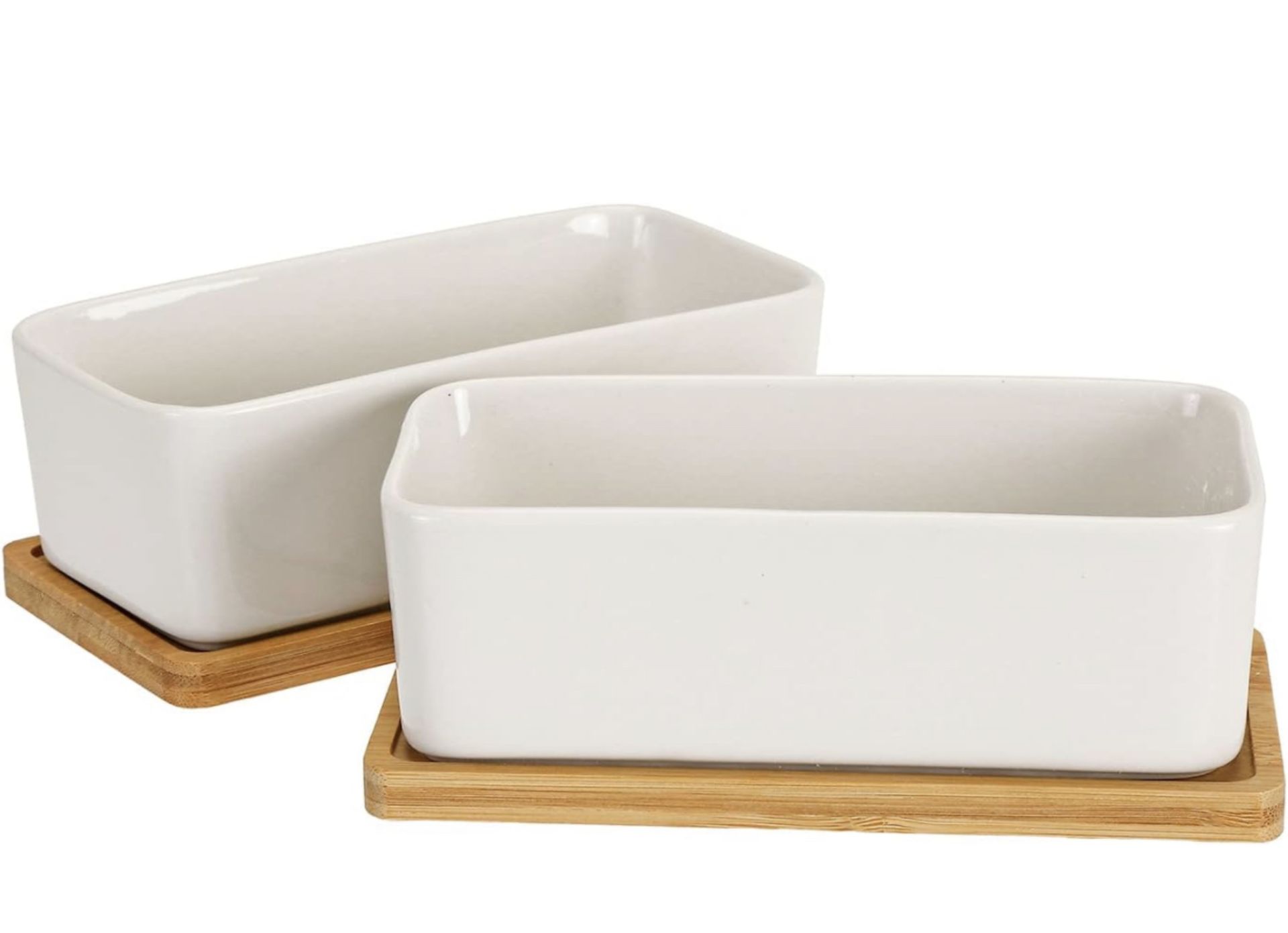 RRP £35 Set of 2 Items, Jucoan 2-Pack Rectangle Ceramic Planters and 6-Pack Diamond Shaped Planters - Image 2 of 3