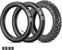 RRP £35.99 RUTU 2.50x10" Knobby Tire with 2 Inner Tubes Kits - Front & Rear Wheel Replacement