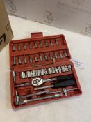 Mechanic Tool Kit 1/4” Dr. Ratchet Socket Wrench Set with Storage Case, Includes Bit Sockets and