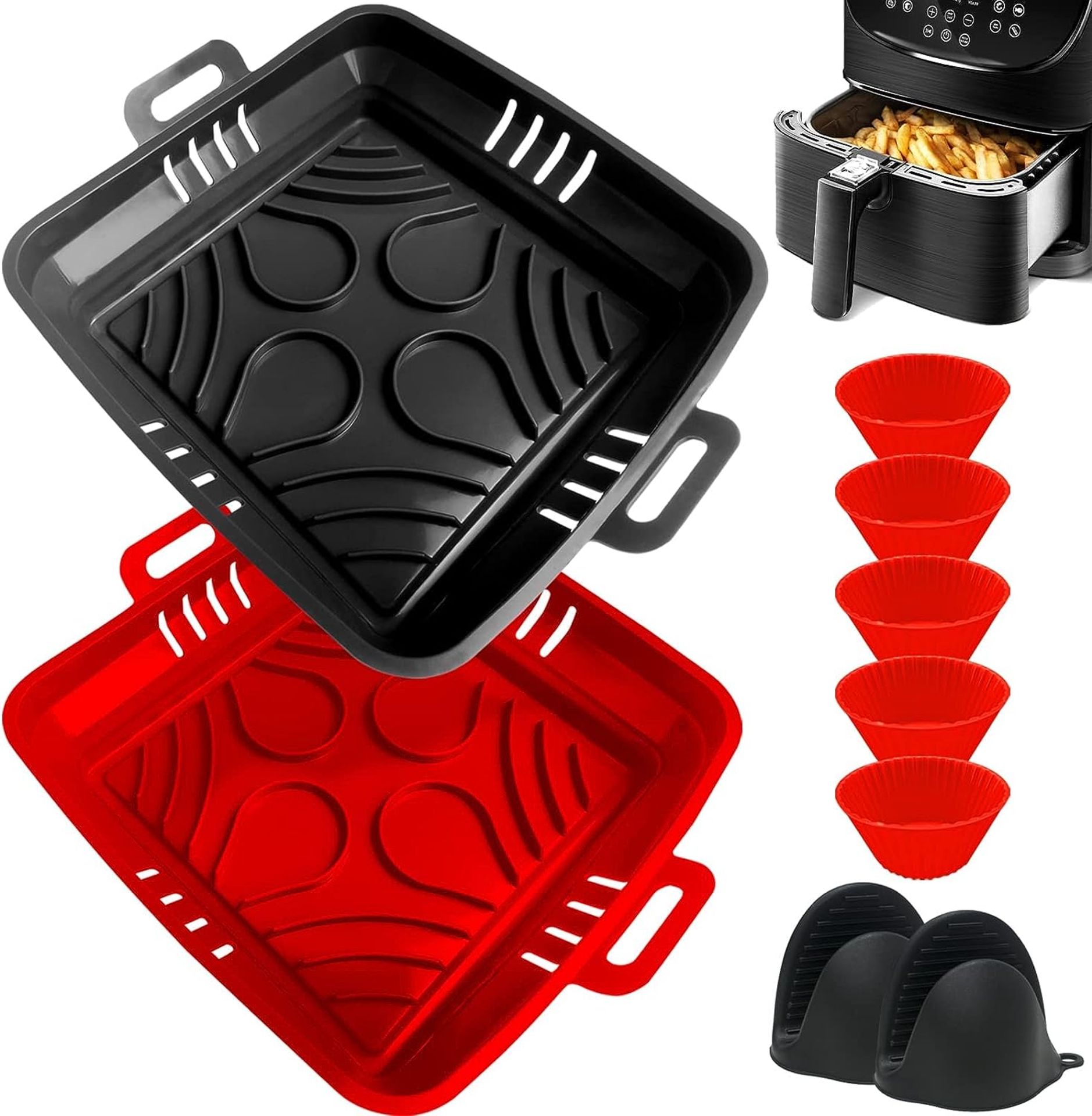 RRP £32 Set of 2 x moleath 2023 Upgrade 22CM Silicone Air Fryer Liners, Reusable BPA-Free Air