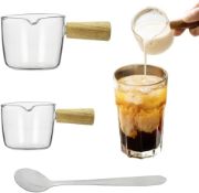 RRP £26 Set of 2 x ANTHYTA 2-Pack Shot Glasses Glass Milk Pan 100 ml / 50 ml Snack Bowls Transparent