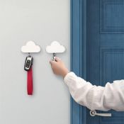 RRP £40 Set of 4 x Hikinlichi 2-Pack Adhesive Key Hanger Magnetic Key Holders Organizer White Cloud