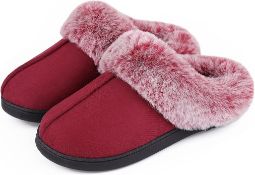 RRP £80 Set of 4 x VeraCosy Women's Classic Suede Memory Foam Slippers Anti-Skid Scuff with Warm