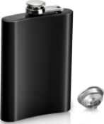 RRP £35 Set of 5 x 8oz Hip Flask Stainless Steel Pocket Flask with Funnel - Matte Black