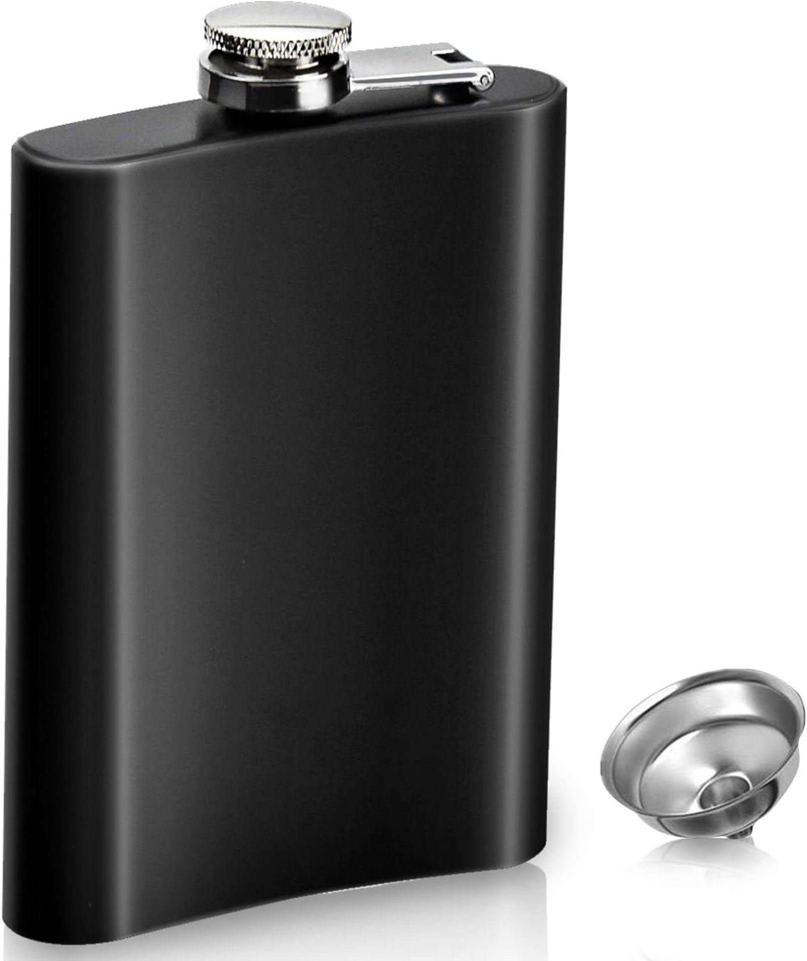 RRP £35 Set of 5 x 8oz Hip Flask Stainless Steel Pocket Flask with Funnel - Matte Black