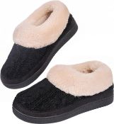 RRP £19.99 VeraCosy Ladies' Warm Knitted Faux Suede Memory Foam Moc Slippers, 4 UK