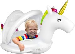 LOYO Baby Swimming Float for Toddlers, Unicorn Baby Pool Float with Canopy, Toddler Baby Swimming