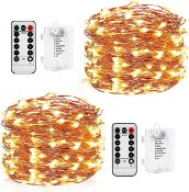 RRP £40 Set of 4 x 2-Pack Mikasol Battery Operated Remote Control Fairy Lights, 50 Mini Led String