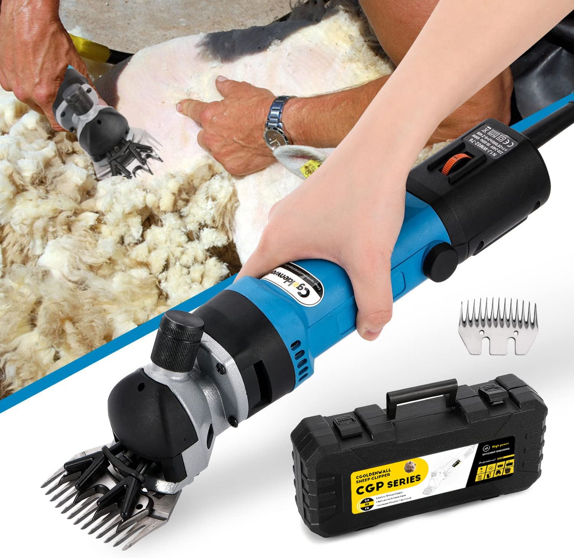 RRP £129 Professional Sheep Shearing Clippers 690W 2400RPM Heavy Duty CGOLDENWALL, 6 Speed