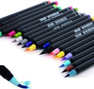 RRP £28.99 BIGJIYU 48 Coloured Pens Watercolour Drawing Felt Tip Brush Suitable for Artists and