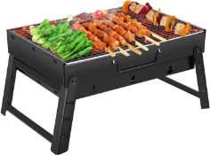 Small Folding BBQ Grill, Portable Small Charcoal Grill for Camping Travel Outdoor Picnic, 13.8x10.