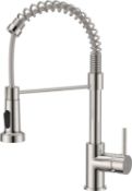 RRP £75.99 FORIOUS Spring Kitchen Sink Mixer Tap with Pull Down Sprayer, Commercial Faucet Single