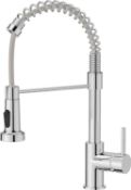 RRP £75.99 FORIOUS Spring Kitchen Sink Mixer Tap with Pull Down Sprayer, Commercial Faucet Single