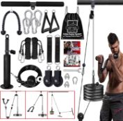 RRP £49.99 Cable Pulley System Gym Upgraded Home Strength Training Equipment Workout Accessories LAT