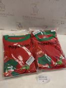 RRP £20 Set of 2 x Popshion Childrens Christmas Pyjamas Dinosaur Pjs Sets Xmas, 9-10 Years