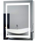 RRP £129.99 Quavikey®Bathroom Mirror with Lights Wall Mounted Grey Mirror with Shaver Socket Anti