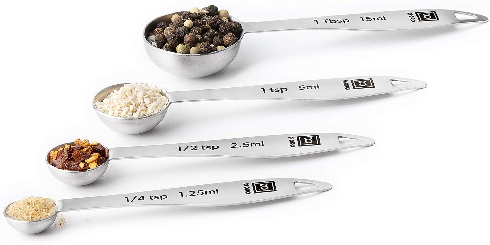 RRP £96 Set of 8 x DI ORO® 4-Piece 18/8 Stainless Steel Measuring Spoons Set - Easy-to-Read