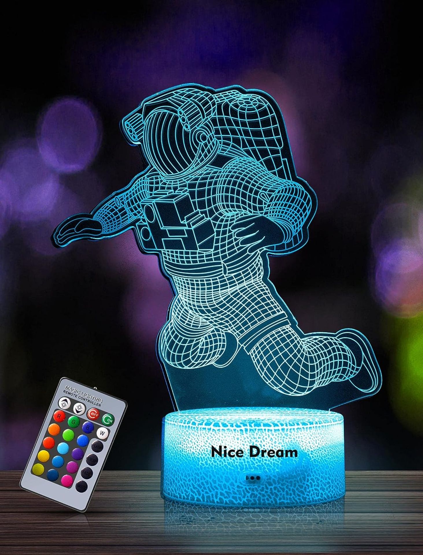 RRP £22 Set of 2 x Nice Dream Spaceman Night Light for Kids, Astronaut 3D Illusion Night Lamp, 16