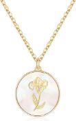 RRP £40 Set of 4 x Paffartt 14k Birth Flower Necklace Zircon Pendant Girls Valentines Gifts