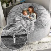 RRP £72.99 Cookit Bean Bag Chair Cover(Cover Only,No Filler) Chair Cushion, Big Round Soft Fluffy PV