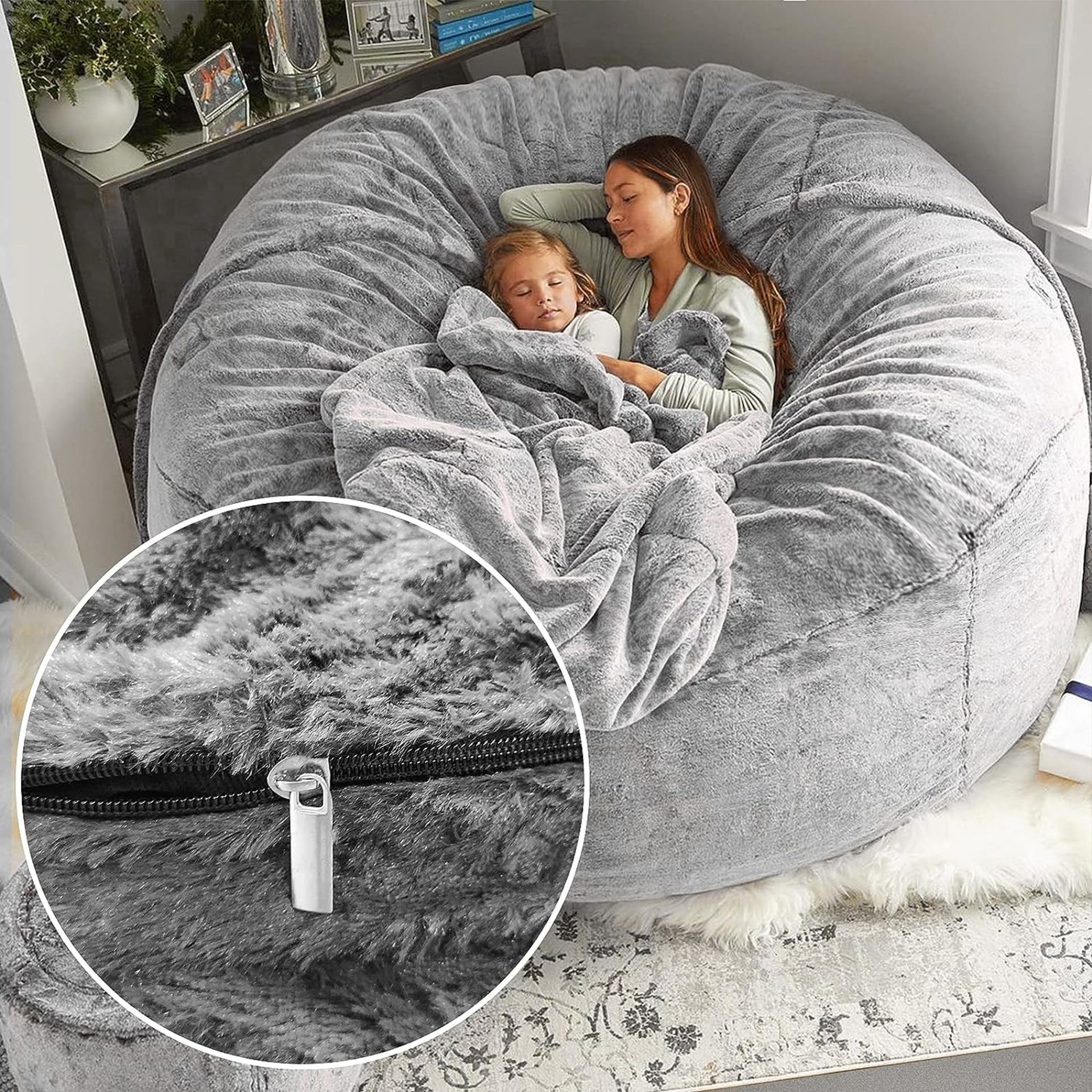 RRP £72.99 Cookit Bean Bag Chair Cover(Cover Only,No Filler) Chair Cushion, Big Round Soft Fluffy PV