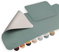 RRP £34 Set of 2 x sølmo Office Desk Mat Large 85x40 cm PU Leather Including Mouse Pad I Desk