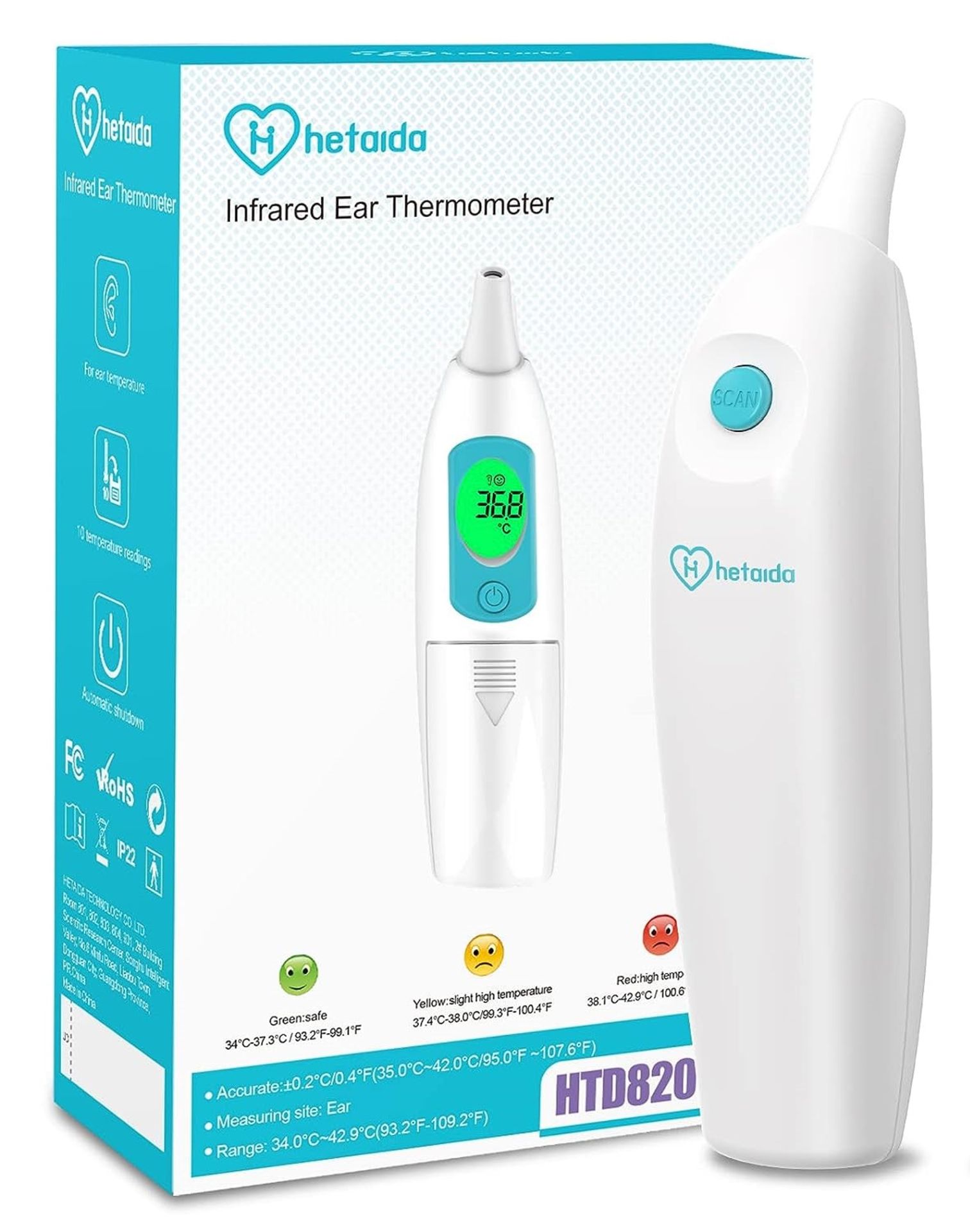 RRP £80 Set of 4 x Ear Thermometer for Adults and Kids, Infrared Temperature Thermometer for