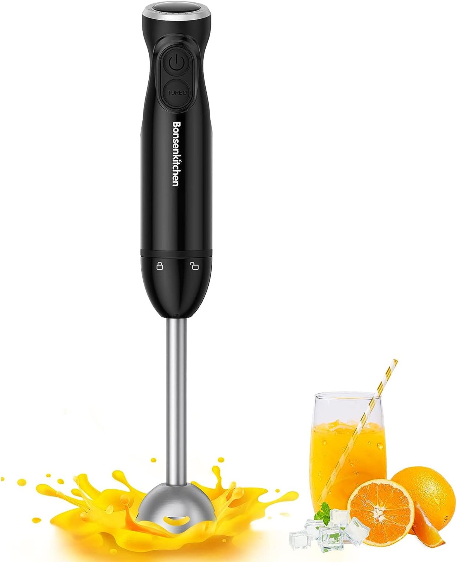 Bonsenkitchen Hand Blender, 300W Immersion Blender Handheld, Stick Blender Electric with Stainless