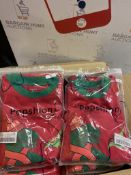RRP £20 Set of 2 x Popshion Childrens Christmas Pyjamas Dinosaur Pjs Sets Xmas, 5 Years