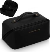 RRP £30 Set of 2 x Large Capacity Travel Cosmetic Bag Makeup Waterproof PU Leather Skincare Bag with