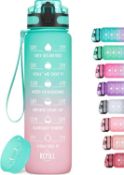 RRP £50 Set of 5 x MEITAGIE 1 litre Motivational Fitness Sport Water Bottle with Straw & Time Maker