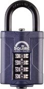 RRP £32 Set of 2 x Squire Heavy Duty Padlock (CP40) - Toughest Steel Shackle - 4 Wheel Combination