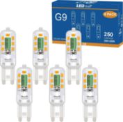 RRP £40 Set of 4 x 6-Pack DSLebeen G9 LED Bulbs Warm White 3000K, 2W 250lm Replace 20W-25W G9