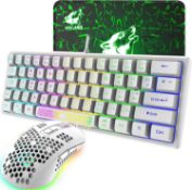 RRP £29.99 K61 UK Layout RGB 60% Gaming Keyboard Mouse Set Wired 62 Keys Mini Portable Keyboard 7