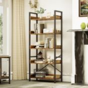 RRP £89.99 YITAHOME Bookcase 5 Tiers, Floor Standing Book Shelf, Wooden Shelf and Stable Steel Frame