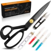 RRP £45 Set of 3 Items, 2 x Professional Leather Hole Puncher and 1 x Sewing Scissors for Fabric