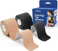 RRP £40 Set of 4 x AUPCON Pre-Cut Kinesiology Athletic Tape Recovery Sports Cotton Elastic