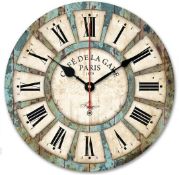 RRP £23.99 14Inch Rustic Distressed Wall Clock Retro Wood Decorative Slient No Ticking,for Living