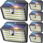 RRP £29.99 CLAONER Solar Lights Outdoor, 6-Pack Super Bright 126LED Solar Security Lights PIR Motion