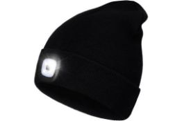 Set of 2 x CUQOO Ultra Warm Rechargeable LED Lighted Beanie for Men and Women | Slouchy and