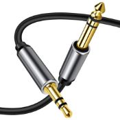 RRP £40 set of 5 x 3.5mm to 6.35mm Audio Cable,Yeung Qee Gold Plated 3.5mm 1/8" Male to 6.35mm 1/