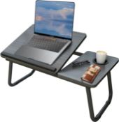 RRP £29.99 Laptop Desk, Laptop Bed Table with Foldable Legs & Cup Slot, Reading Holder Notebook