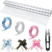 RRP £40 Set of 4 x HTHL Clear White Dot Cellophane Wrap for Hampers,Gift Wrapping Roll with 30