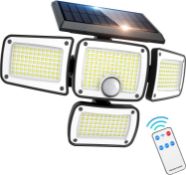 CLAONER Solar Lights Outdoor, Remote Control 346 LED 3000LM Solar Security Lights Motion Sensor, 4-