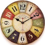 RRP £28.99 40cm Thick Wood Wall Clock Farmhouse Decorative Clock Antique Country